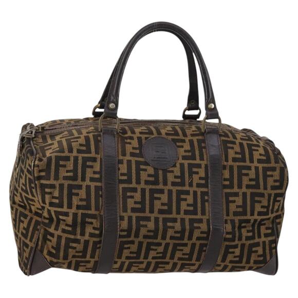 FENDI Zucca Canvas Boston Bag Black Brown - Picture 1 of 12